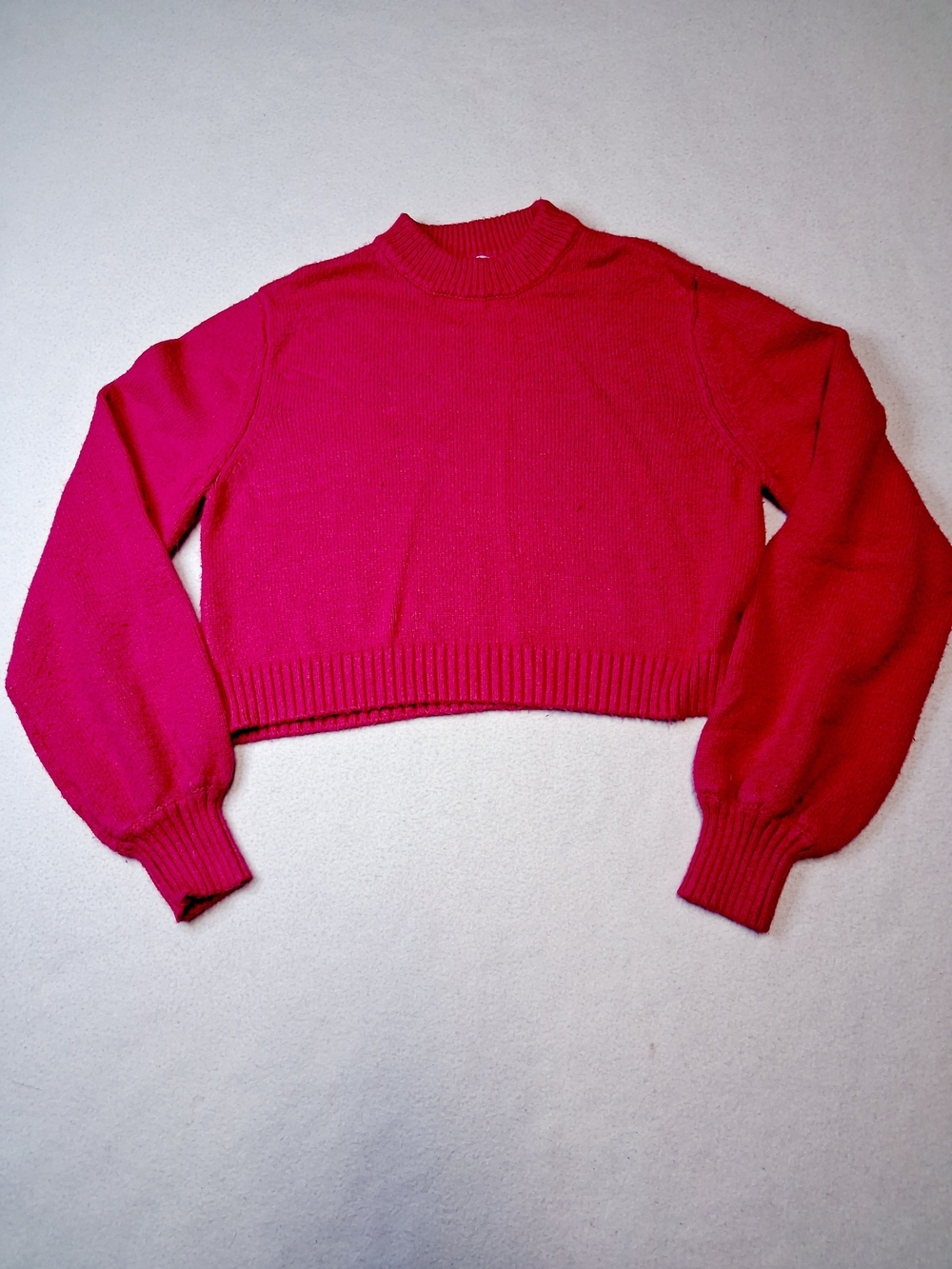 Cropped Fuchsia Mock Neck Sweater